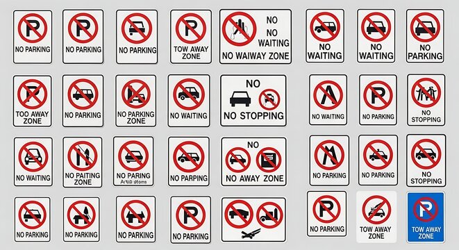 Traffic signs no parking and stopping.