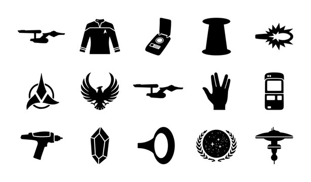 Sci-Fi Icons Collection: Starship, Uniform, Communicator, Phaser, Starfleet Emblem