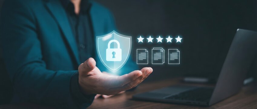 Cybersecurity measures remote work environment digital security content protecting sensitive data professional workspace safeguarding information