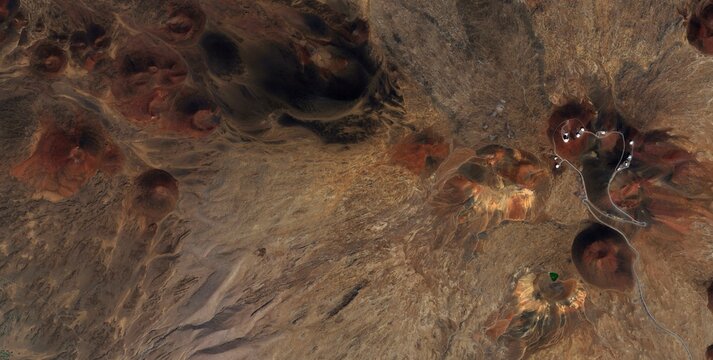 Mauna Kea Summit Volcanic Craters Aerial View Hawaii