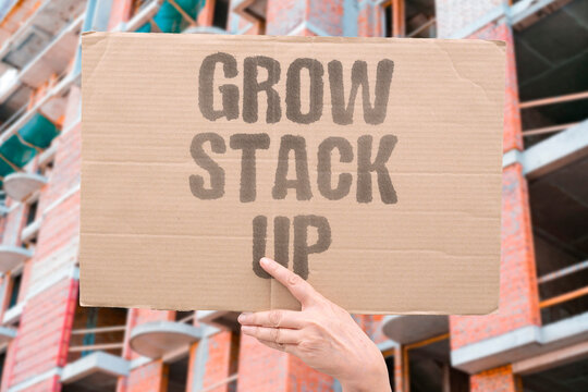 "Grow Stack Up" Stacked crop layers in vertical farms maximise yield per building footprint. STACKED. CROPS. VERTICAL. MAXIMISE. FOOTPRINT.