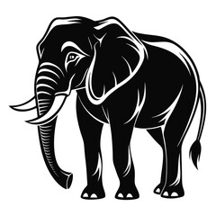 Fototapeta premium Elegant black and white vector illustration of a majestic african elephant