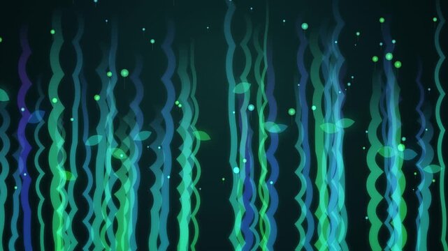 Abstract Underwater Seaweed Background with Floating Particles Motion