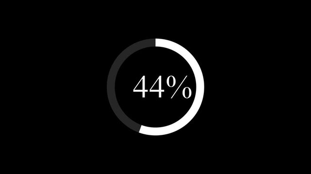 Science Loading white Circle Ring on black background. 100 in the loading ring. Loading Transfer Download Animation from zero to one hundred .k
