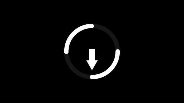 Science Loading white Circle Ring on black background. 100 in the loading ring. Loading Transfer Download Animation from zero to one hundred .k