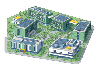 Obraz premium Solar Panels on Modern Buildings.