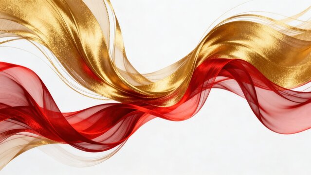 Flowing golden and red fabric