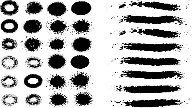collection of distressed circular and linear brush strokes isolated on white background high quality professional detailed modern elegant