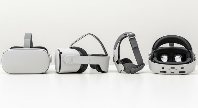 Virtual reality headsets isolated on white background