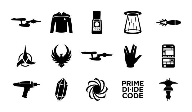 Sci-Fi Icons Collection: Spaceships, Uniforms, and Technology Vector Set