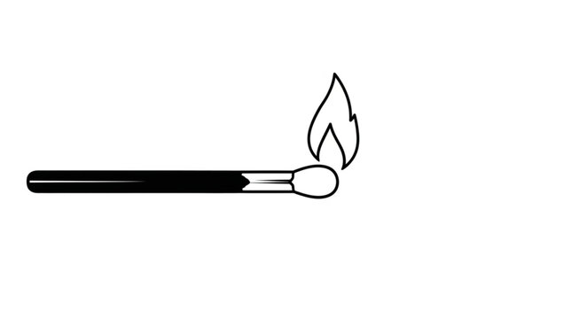 Close-up of Matchstick with Flame Igniting.