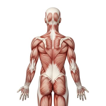 Human body muscle anatomy from behind.