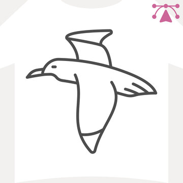 Seagull line icon, freedom, flight concept. Vector graphics. Birds of the ocean, bird sign and editable stroke, outline style icon for mobile or web design.