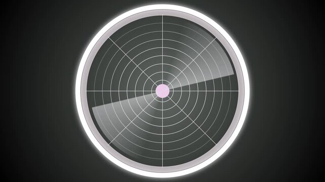 Green radar Navigation is looking for objects. Animation - a green ray running on the screen of the sea radar