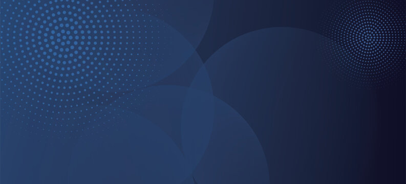 Dark blue background with a gradient and dotted texture. The background features overlapping circles and a blue color scheme. Geometric gradient background vector. Blue background.