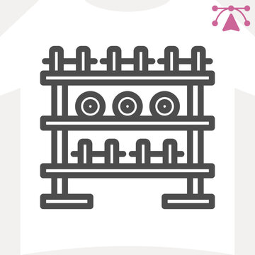 Dumbbell Rack Line Drawing