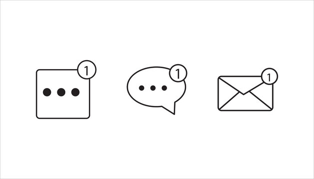 New notification and message icon set. Social media concept.