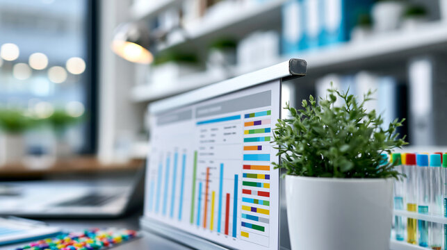Close-up of a personalized hormone therapy clinic display with hormone and genetic analysis charts, integrative health concept, tailored treatment photography, clinical wellness