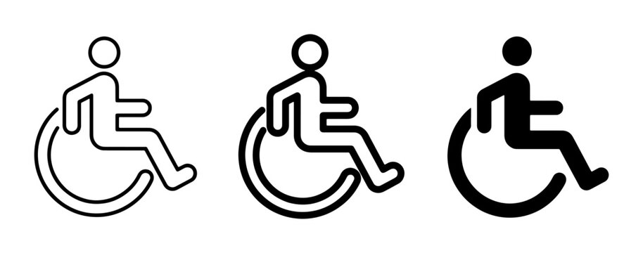 Wheelchair Accessible Icons, Set of 3, Universal Symbol for Disability Access and Inclusion