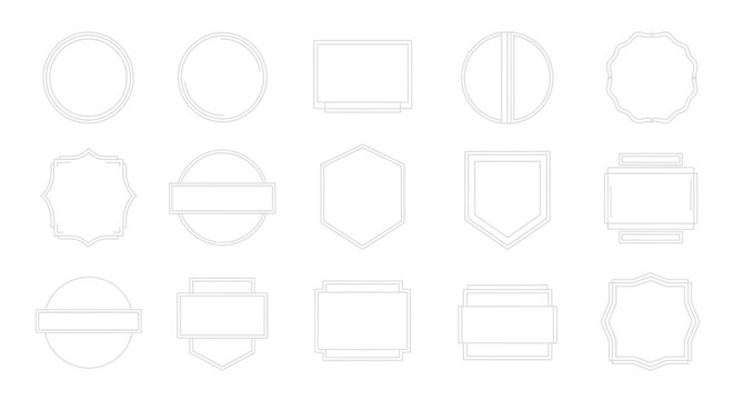 Collection of Blank Outline Badges and Frames for Design