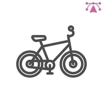 Bicycle line icon, cycling sport concept. Vector graphics. Eco friendly transport sign and editable stroke, outline style icon for mobile or web design.