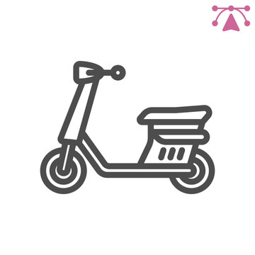 Scooter line icon, motor scooter concept. Vector graphics. Convenient urban transport sign and editable stroke, outline style icon for mobile or web design.