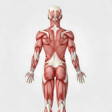 Human body muscle anatomy from behind.