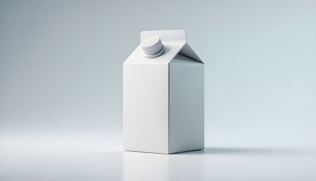 Blank white milk carton mockup isolated on white background