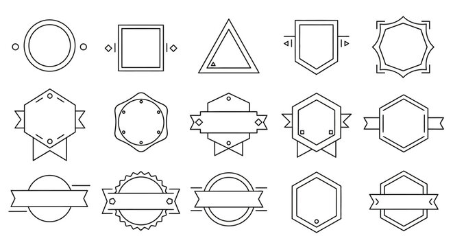 Set of Decorative Vintage Badges and Emblems - Outline Shapes for Design
