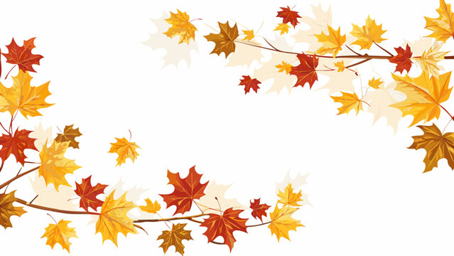 Autumn maple leaves and branches a vibrant vector illustration with a white background high quality professional detailed modern