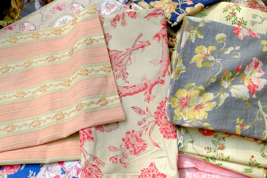 Vintage floral fabrics at Paris flea market