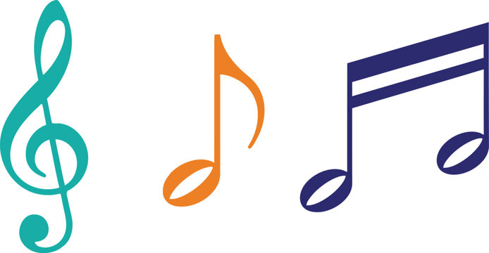 Collection of vibrant music clef and melodic notes
