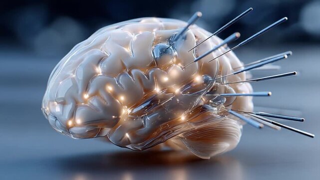 Brain's Technological Landscape: A detailed depiction of a human brain, interwoven with futuristic technology, sparking curiosity about the potential of neural exploration and advancement.