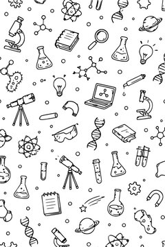 Science doodle seamless pattern