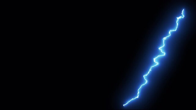 Thunder lightning FX on Transparent Background. Blue Strike of Electric Thunderstorm Overlay. Editable motion Graphic. 4K Video