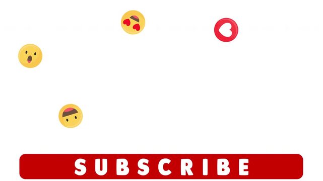 Animated Subscribe Button Bouncing Social Media Icons Upward Animation. This engaging call to action is perfect for YouTube transitions, vibrant vlogs and community-driven content.