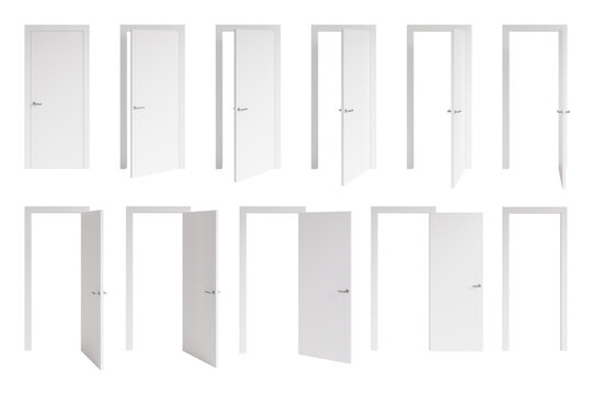 Modern White Interior Door Set Isolated on White Background. 3d render