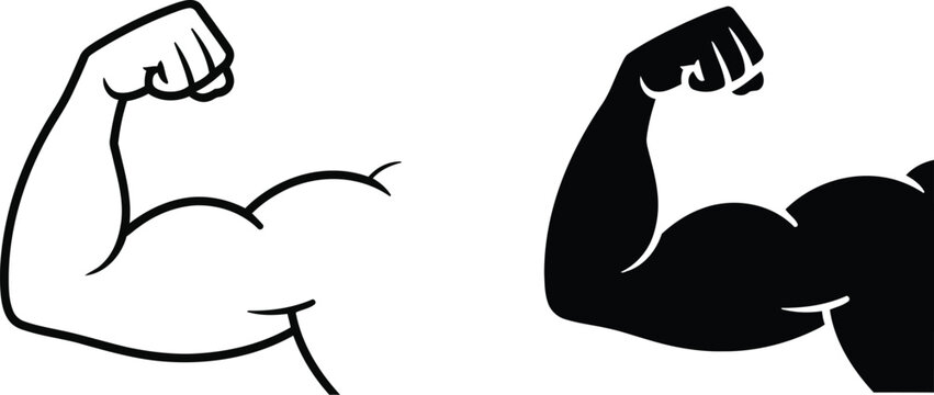 Flexed bicep icons with strength, vector illustration.