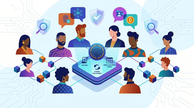 Decentralized Autonomous Organization or DAO Ecosystem with Token Exchange System and Open Source
