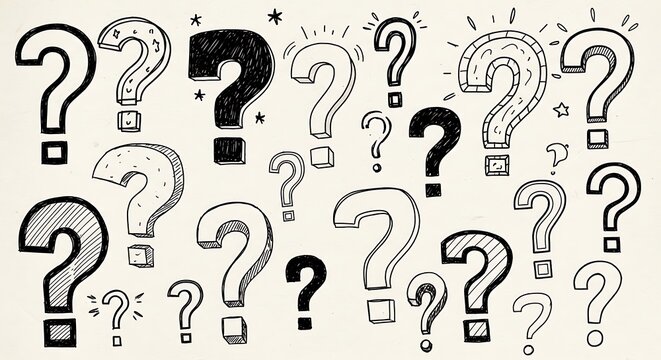 Question marks in various styles.