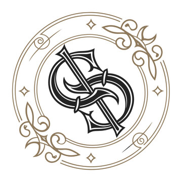 Elegant dollar sign with ornate gold frame