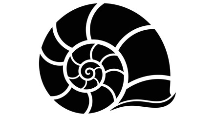 Black and White Spiral Shell Silhouette with Intricate Geometric Pattern. © Nuer17