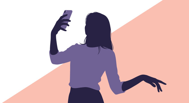 Woman taking a selfie photo.