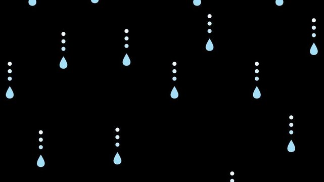 雨粒が落ちるアニメーション　雨が降る