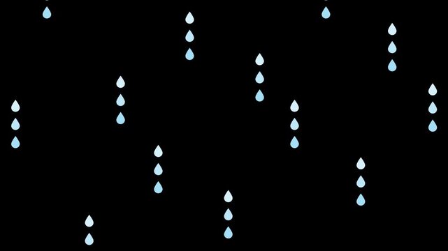 雨粒が落ちるアニメーション　雨が降る