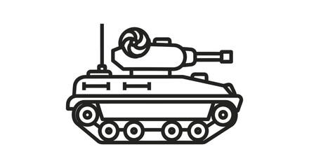 Outline Icon of a Military Tank on White Background © Zeyi