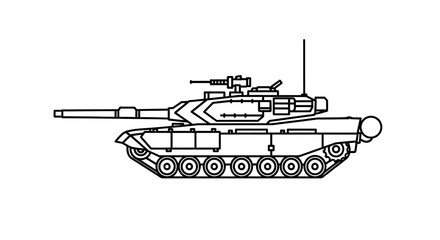 Modern Battle Tank Outline Illustration © Zeyi