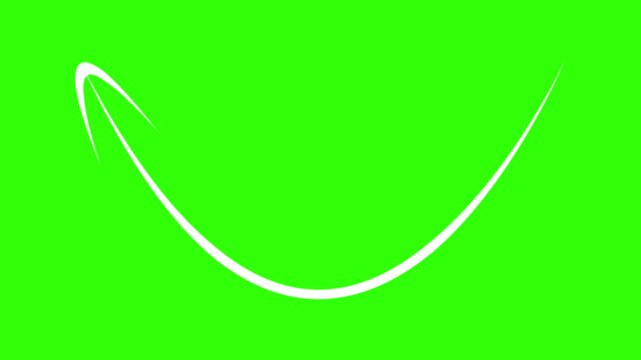 white curved hand drawn arrow in a rough sketchy drawing style 4k animation isolated design graphic simple direction or highlight instructional element overlay on a chroma key green screen background