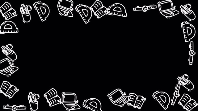 Education Icons Frame 4k Transparent Loop Video Overlay