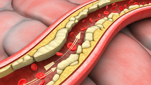Carotid Artery Disease as arteries bringing blood flow to the brain is interrupted by atherosclerosis as plaque build up inside the blocked vessel causing narrowing or stenosis